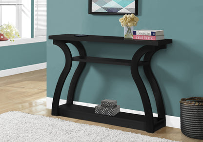 47" Black Floor Shelf Console Table With Storage