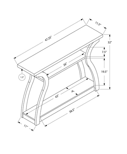 47" Black Floor Shelf Console Table With Storage