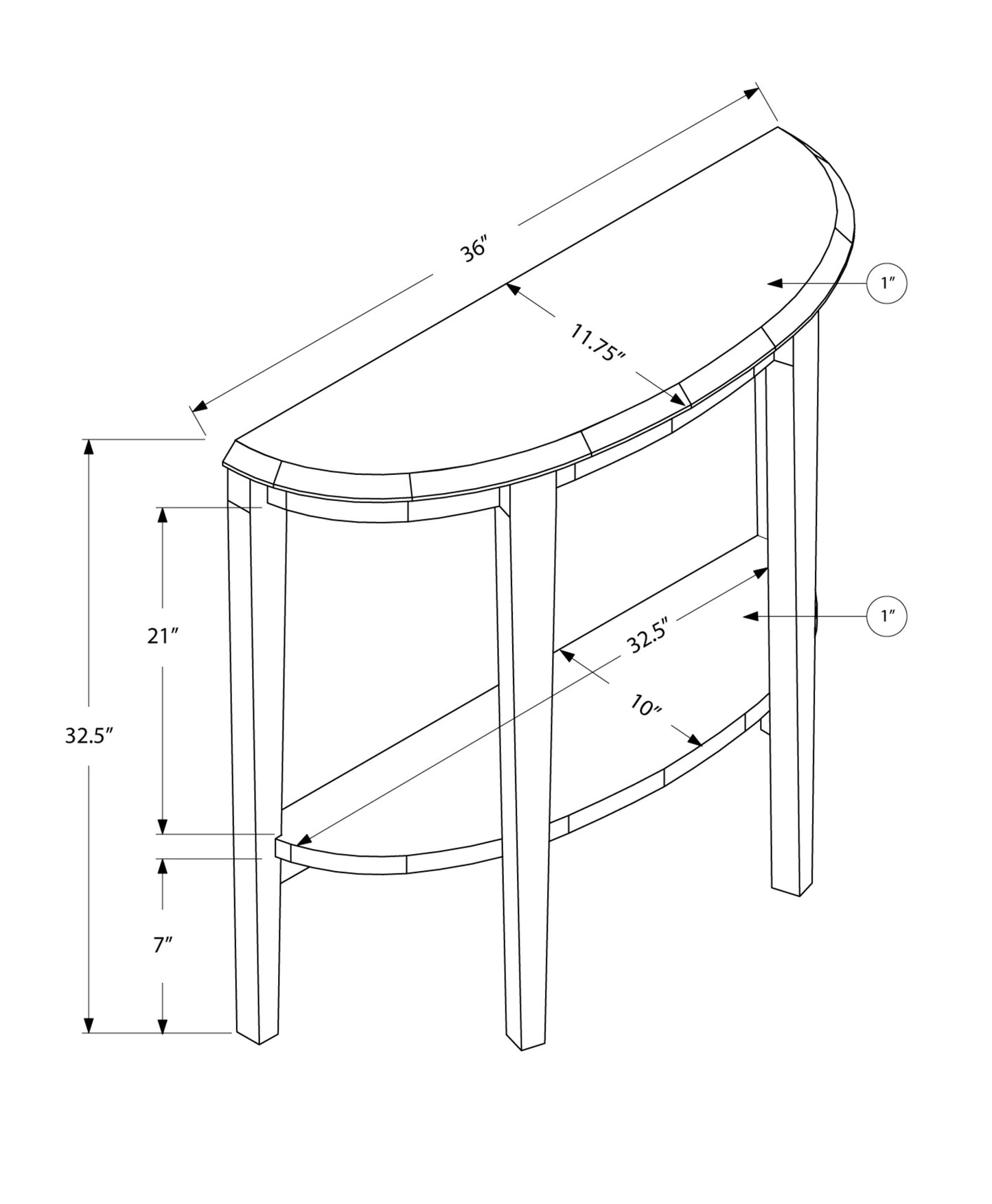 33" Dark Brown End Table With Shelf