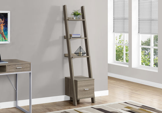 69" Cappuccino Wood Ladder Bookcase