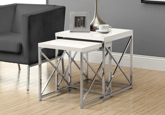 20" Gray And Silver Square Cross Leg Console Table