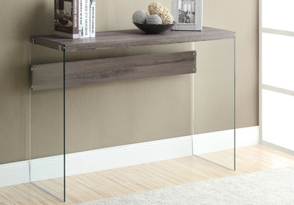 44" Taupe And Clear Solid Console Table