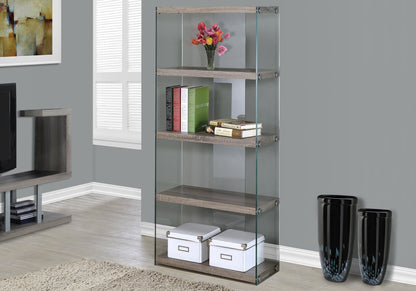 59" White Glass And Wood Etagere Bookcase