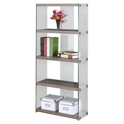 59" White Glass And Wood Etagere Bookcase