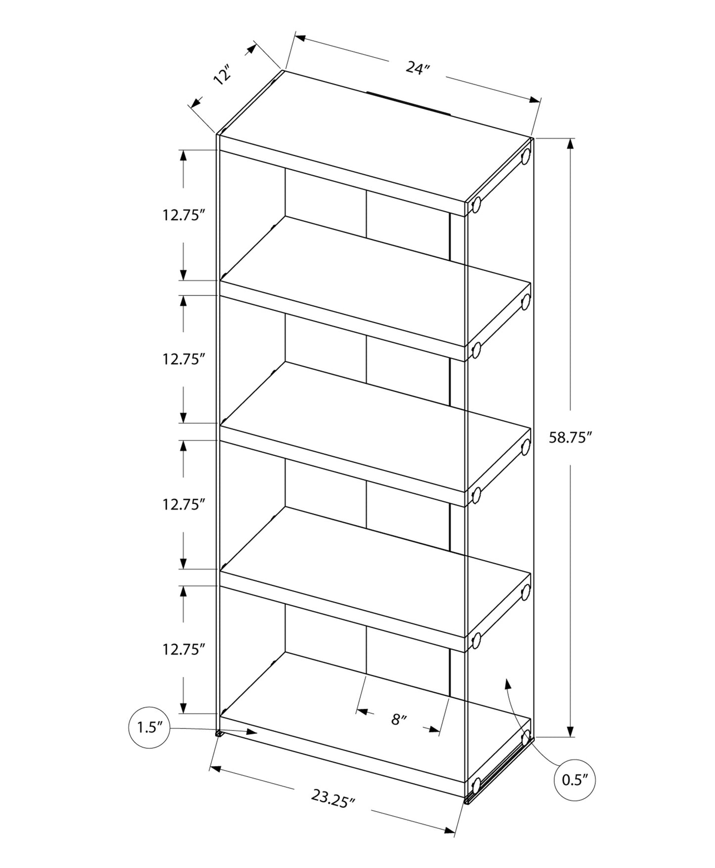 59" White Glass And Wood Etagere Bookcase