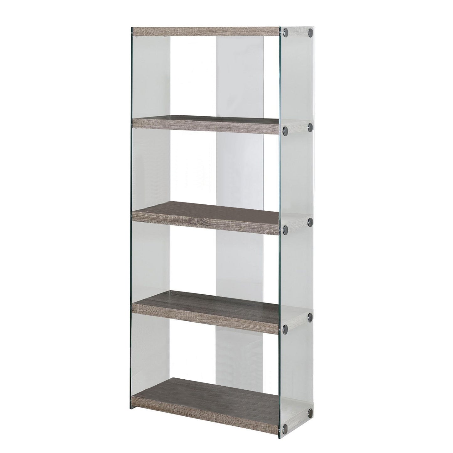 59" White Glass And Wood Etagere Bookcase