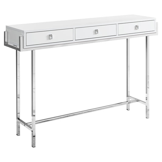 48" White And Silver Console Table