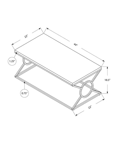 44" White And Silver Iron Coffee Table