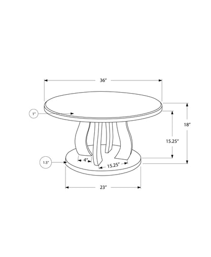 36" Silver Mirrored Round Mirrored Coffee Table