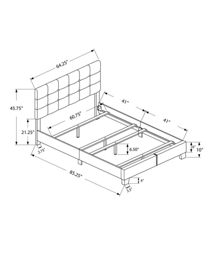 64.25" X 85.25" X 45" Grey Linen - Queen Size Bed