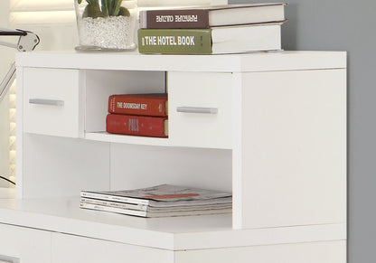 59" White L-Shape Computer Desk With 8 Drawers