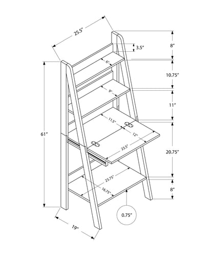 26" White Manufactured Wood Rectangular Ladder Desk