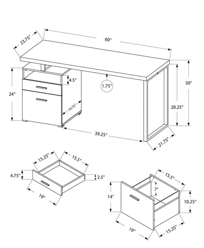 30" Particle Board And Grey Metal Computer Desk