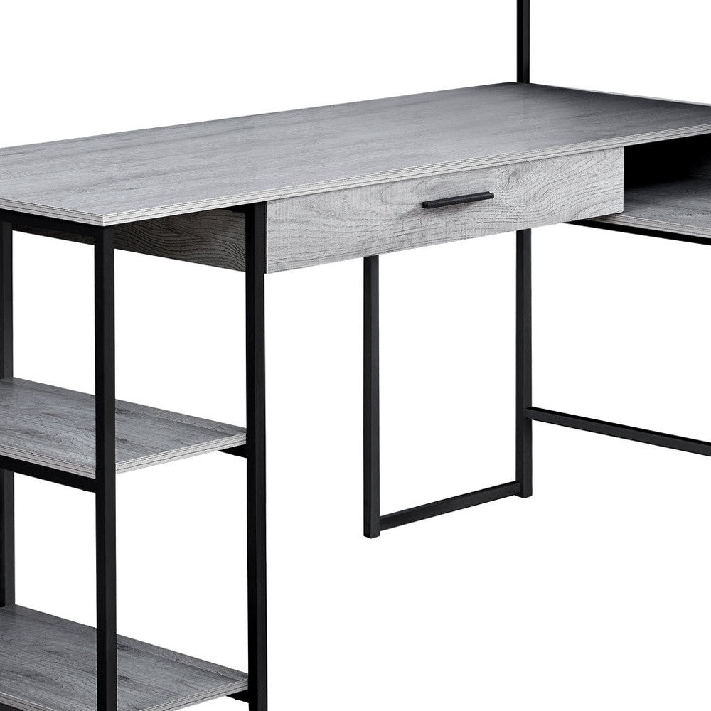 59" Grey L-Shape Computer Desk