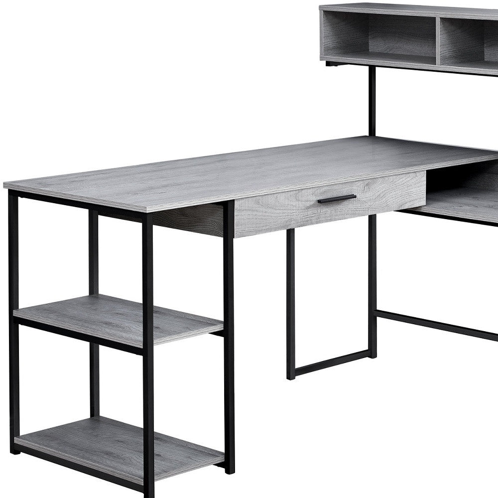 59" Grey L-Shape Computer Desk