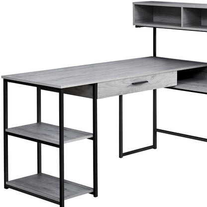 59" Grey L-Shape Computer Desk