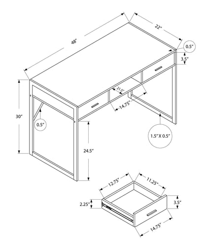 22" Rectangular Computer Desk With Two Drawers