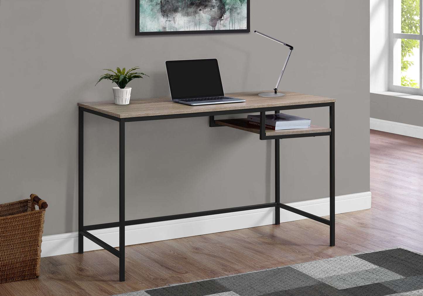 30" Mdf And White Metal Computer Desk