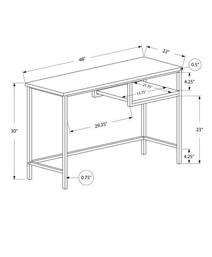 30" Mdf And White Metal Computer Desk