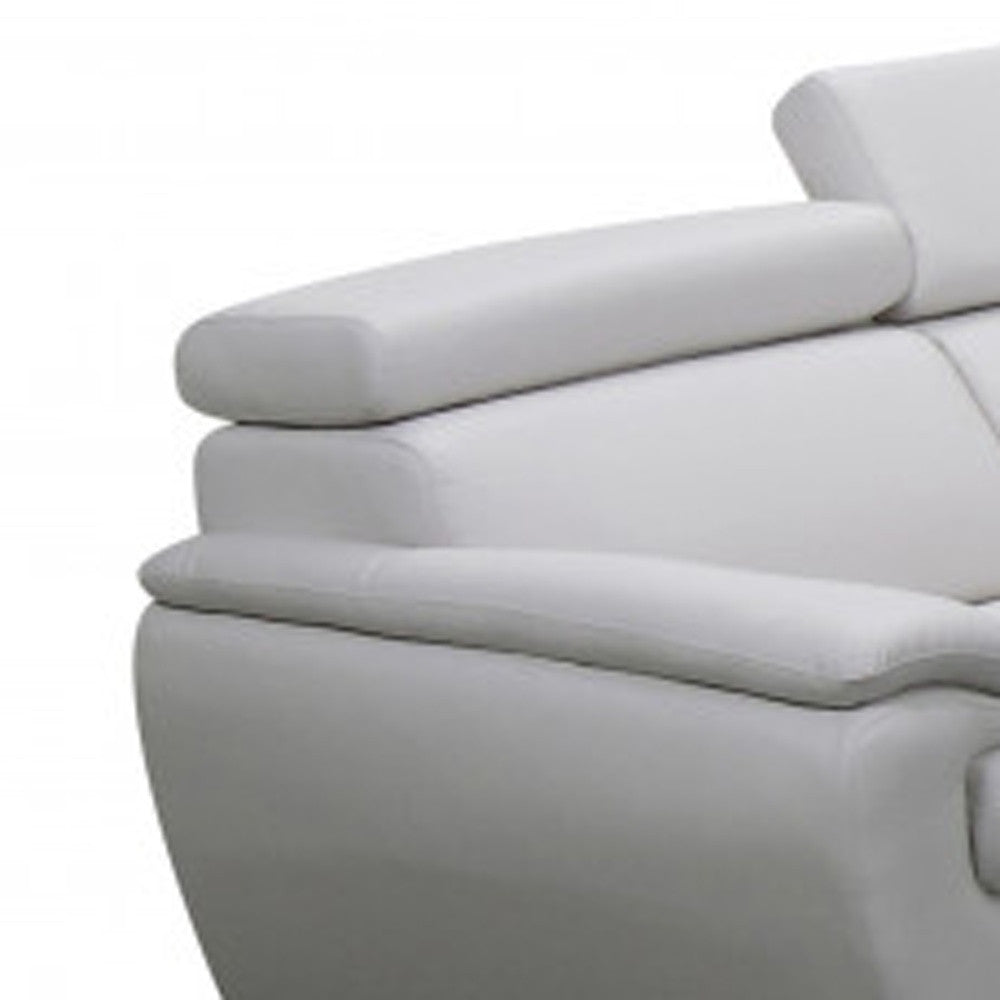 Two Piece Indoor White Genuine Leather Five Person Seating Set