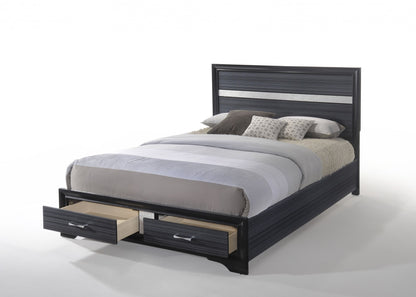 Beige And Black Upholstered Bed