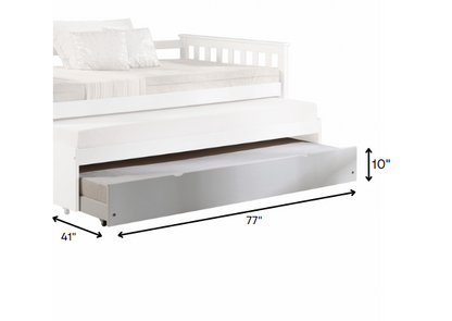 White Wood Casters Daybed - Trundle