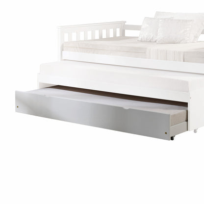 White Wood Casters Daybed - Trundle