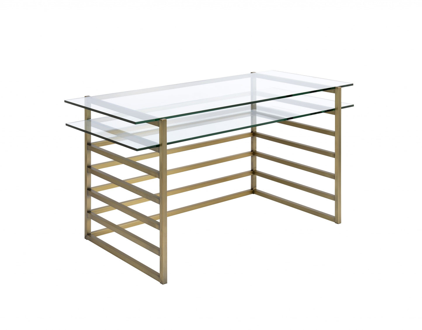 28" Clear Glass Mirrored Rectangular Writing Desk