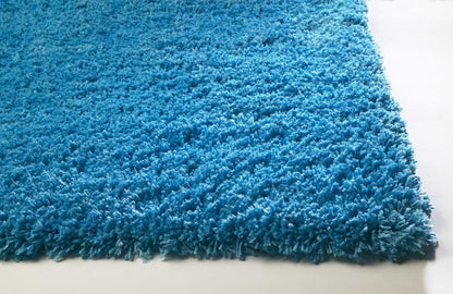 9' X 13' Blue Shag Hand Woven Area Rug