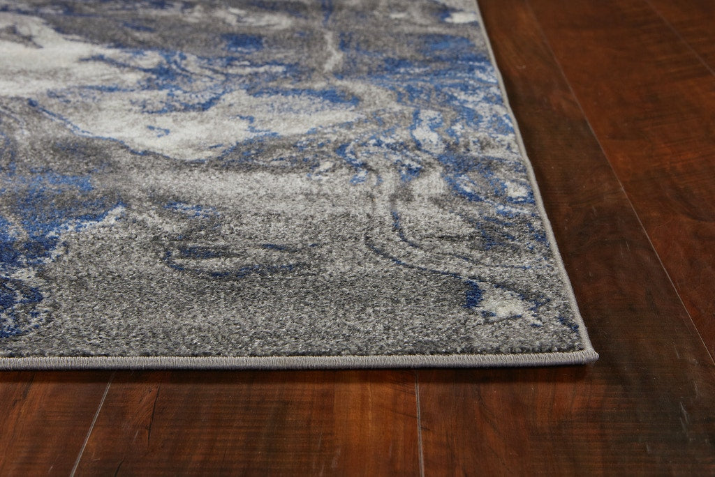 8'X11' Grey Machine Woven Abstract Watercolor Indoor Area Rug