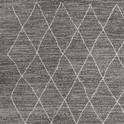 8'X11' Grey Machine Woven Geometric Indoor Area Rug