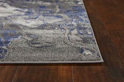 8'X11' Grey Machine Woven Abstract Watercolor Indoor Area Rug