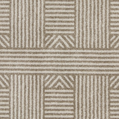 5' X 8' Beige Geometric Lines Uv Treated Area Rug