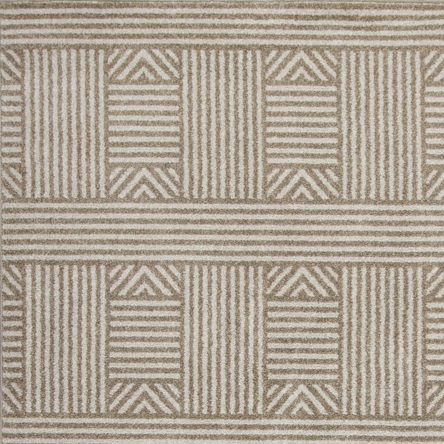 5' X 8' Beige Geometric Lines Uv Treated Area Rug