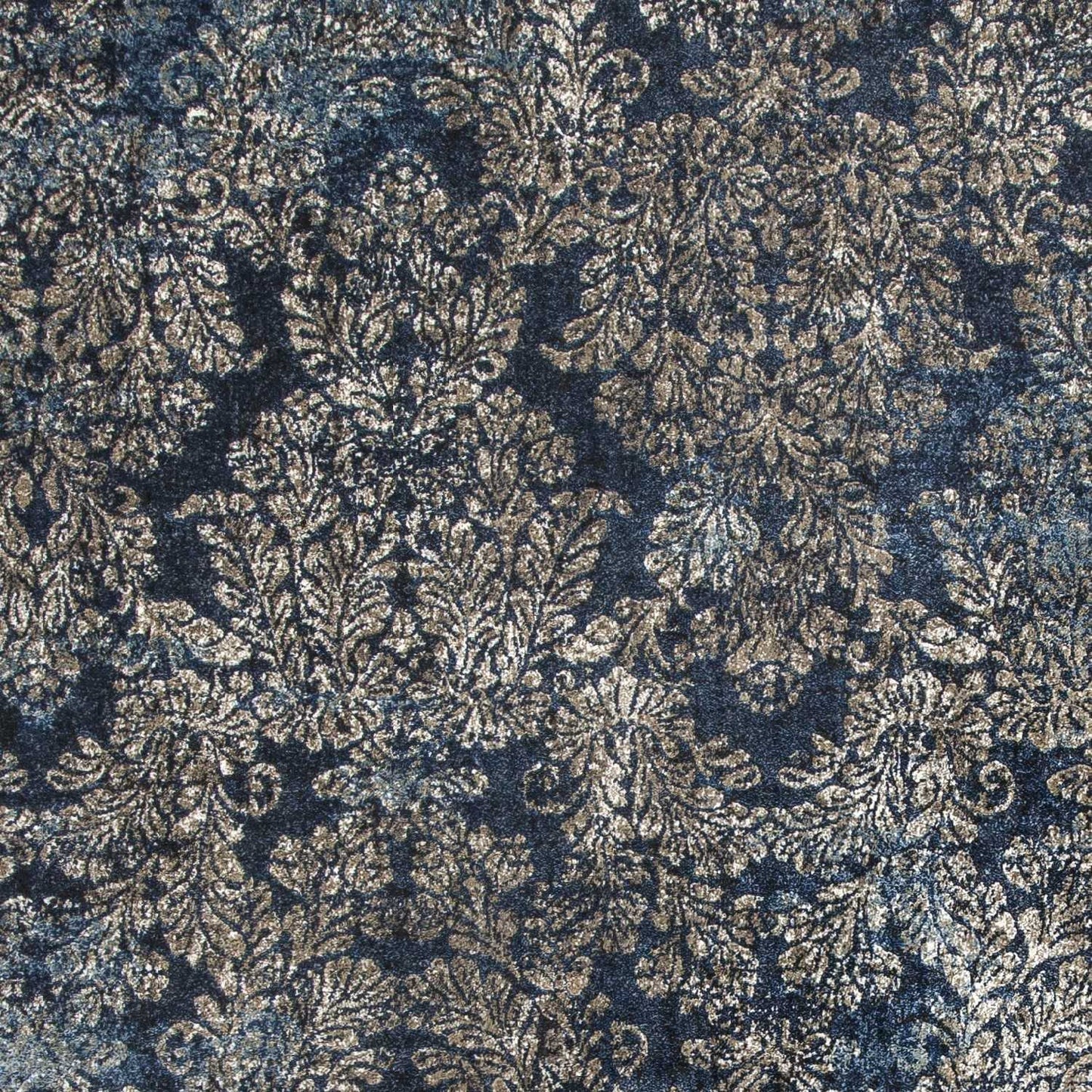 2'X4' Slate Blue Machine Woven Damask Indoor Accent Rug