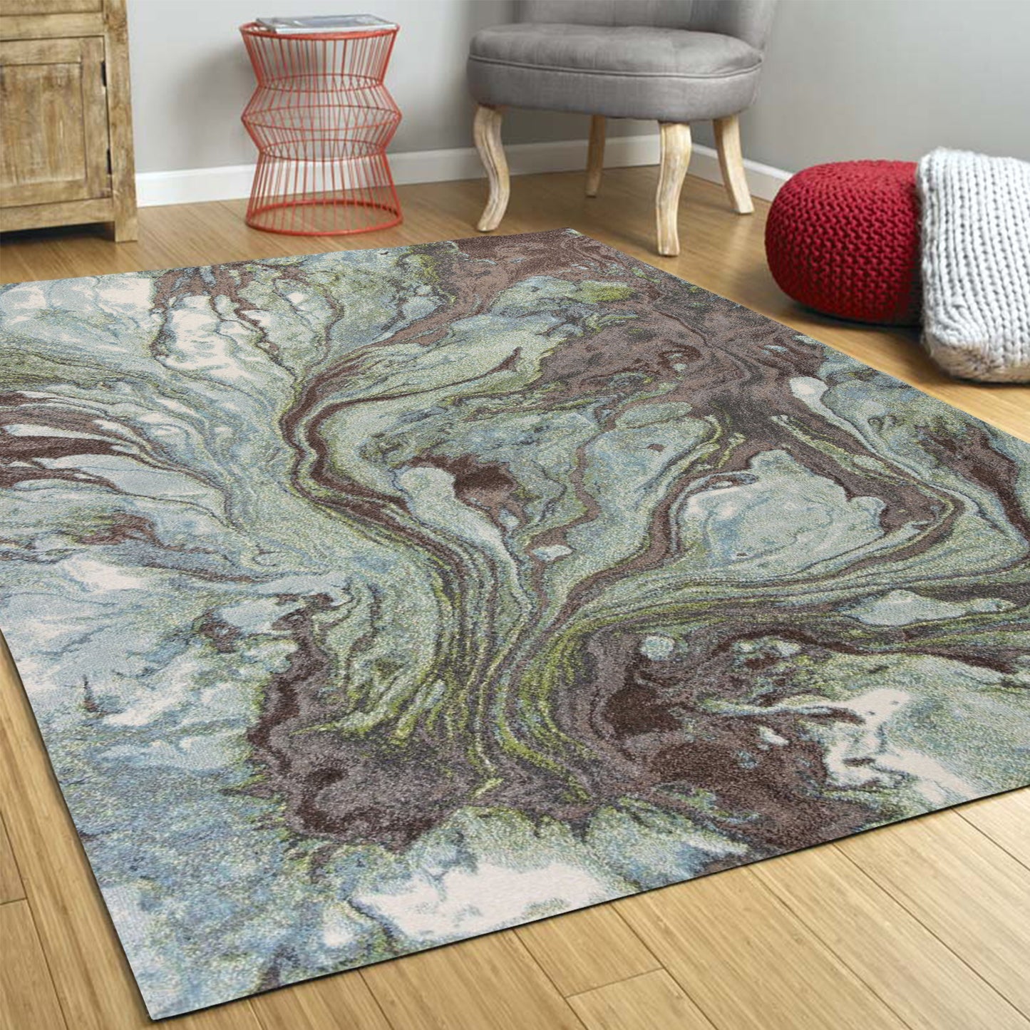 7' X 10'  Polypropylene Seafoam Area Rug