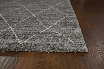 8'X11' Grey Machine Woven Geometric Indoor Area Rug