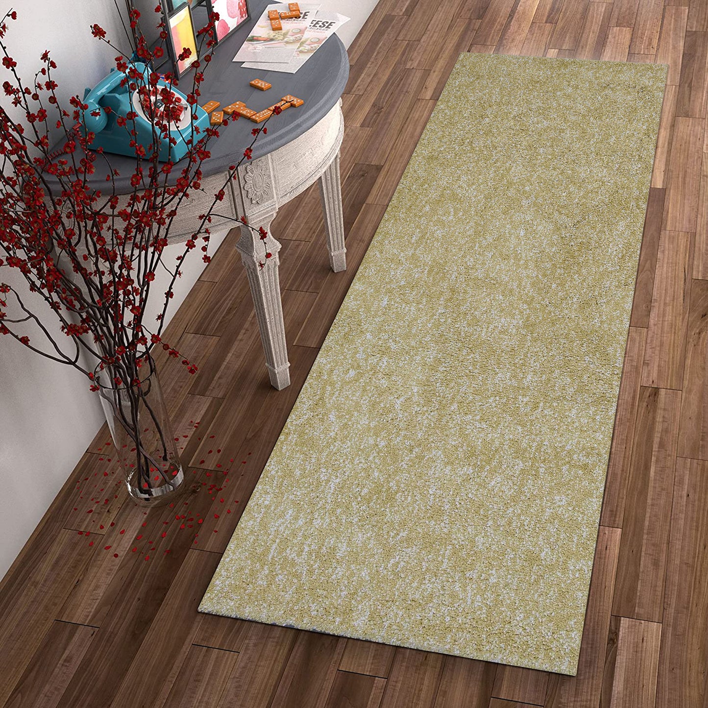 8' Round  Polyester Yellow Heather Area Rug