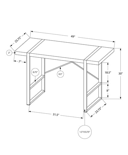 24" Dark Brown Rectangular Computer Desk