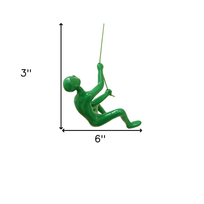 6" Green Unique Climbing Man Wall Art