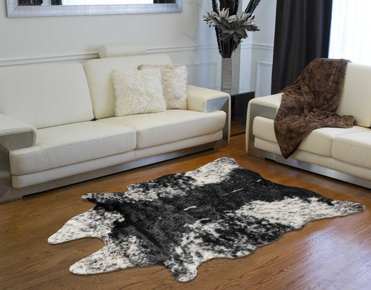 Black White Animal Print Area Rug