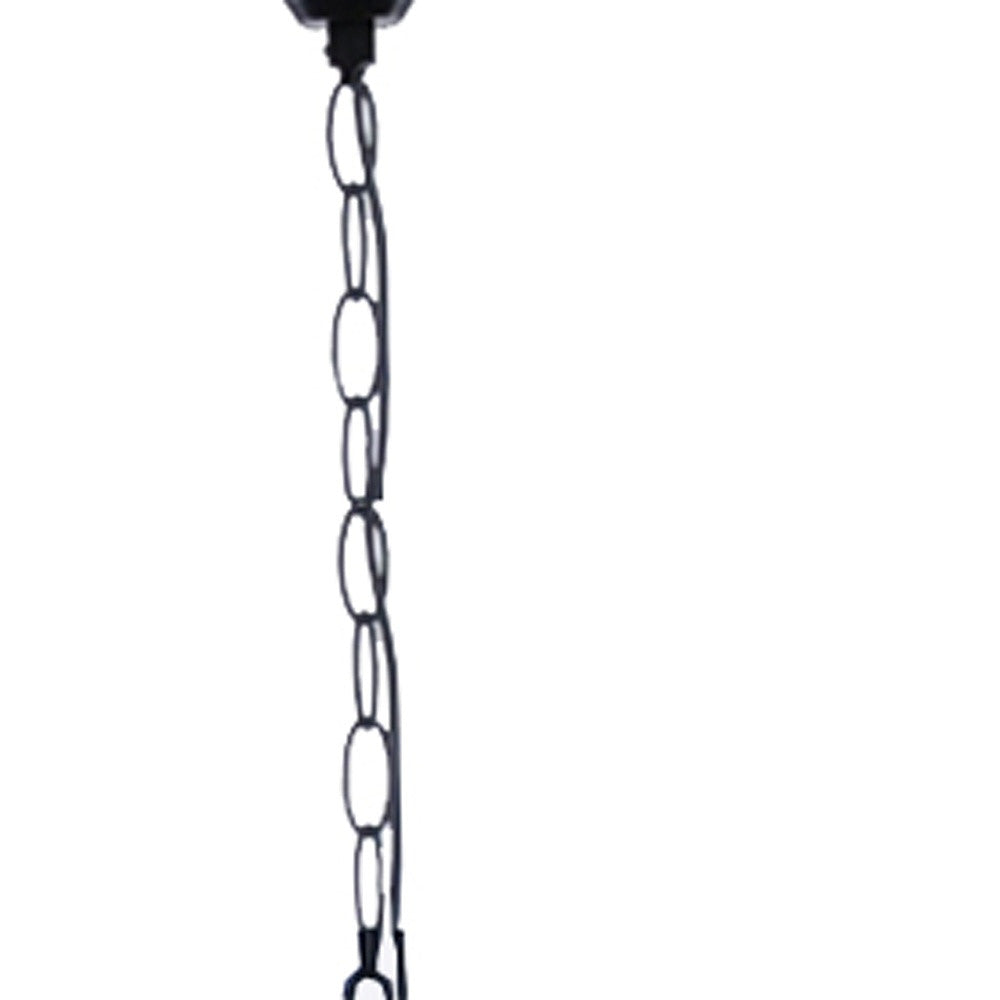 Natural and Black Iron Rope Three Light Ceiling Light