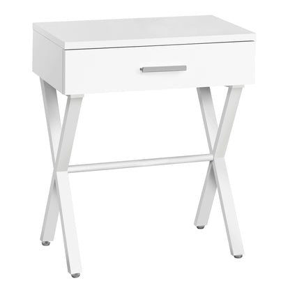 22" White End Table With Drawer