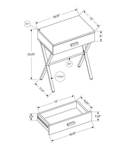 22" White End Table With Drawer