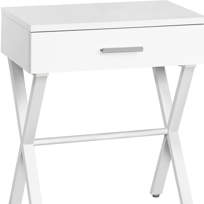 22" White End Table With Drawer