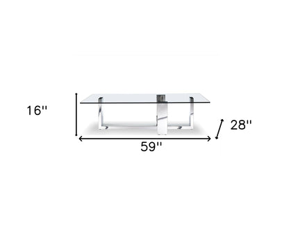 59 X 28 X 16 Clear Glass Coffee Table