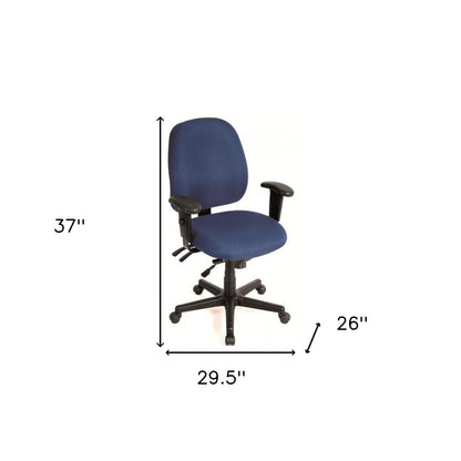 Navy Blue and Black Adjustable Swivel Fabric Rolling Office Chair