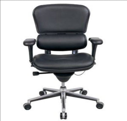 Black Faux Leather Seat Swivel Adjustable Task Chair