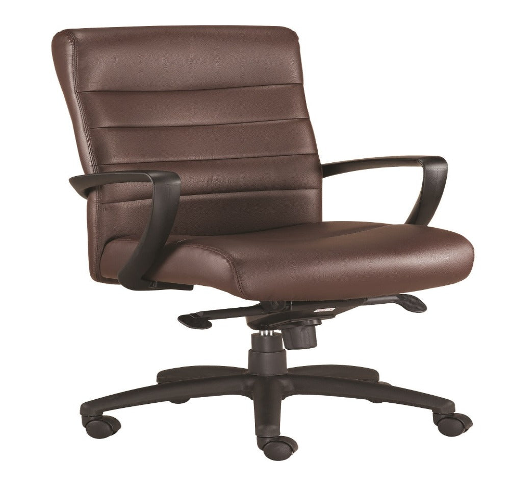 Brown and Black Adjustable Swivel Faux Leather Rolling Office Chair