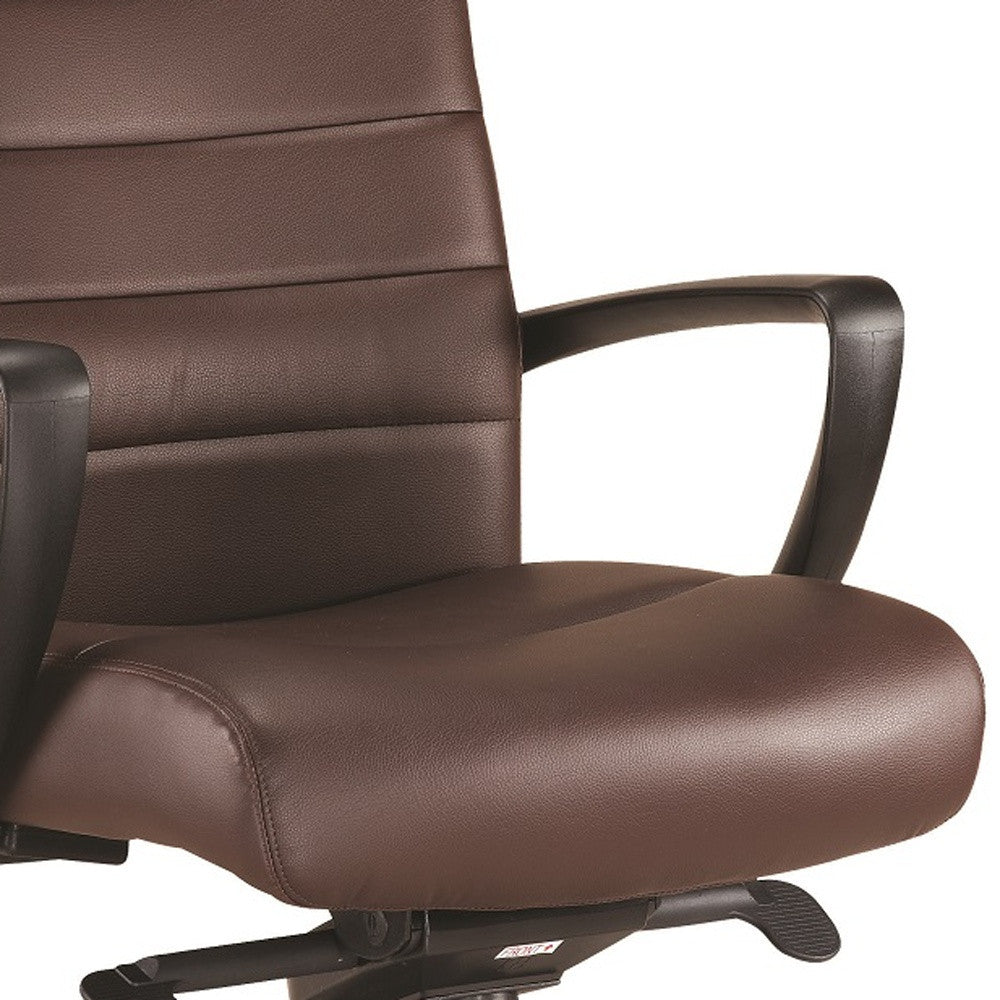 Brown and Black Adjustable Swivel Faux Leather Rolling Office Chair